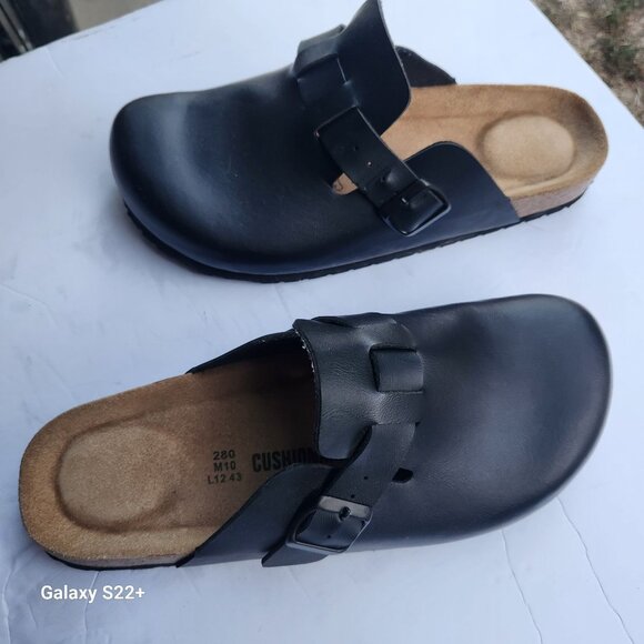 Cushionaire Black Clogs Mules M 10 W 12 EU 43 Arch Support & Adjustable Strap - Picture 3 of 5